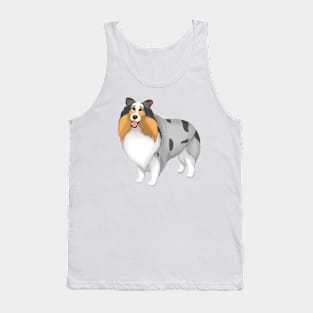 White, Blue Merle & Tan Shetland Sheepdog Dog Sheltie Tank Top